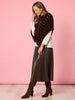 Florence Faux Leather Pleat Skirt - Espresso
