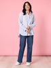 Tiffany Diamante Stripe Print Shirt - Blue/ White