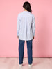 Tiffany Diamante Stripe Print Shirt - Blue/ White