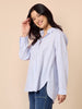 Tiffany Diamante Stripe Print Shirt - Blue/ White