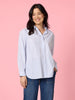 Tiffany Diamante Stripe Print Shirt - Blue/ White