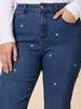 Hollywood Embroidered Star Straight Leg Jean - Denim