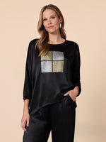 Opera Sequin Print Top - Black