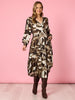 Venice Print Button Though Dress - Espresso Multi