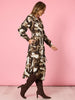 Venice Print Button Though Dress - Espresso Multi