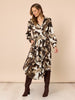 Venice Print Button Though Dress - Espresso Multi