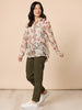 Arizona Floral Print Sheer Shirt - Natural Multi
