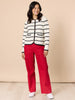 Hampton Stripe Print Cardigan - Ivory/ Navy