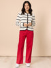 Hampton Stripe Print Cardigan - Ivory/ Navy