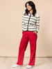 Hampton Stripe Print Cardigan - Ivory/ Navy