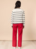 Hampton Stripe Print Cardigan - Ivory/ Navy