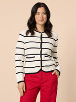Hampton Stripe Print Cardigan - Ivory/ Navy