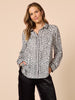 Ava Geometric Print Shirt - Black/Ivory hammock & vine