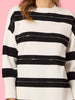 Betta Diamante Stripe Print Knit - Black/Ivory hammock & vine