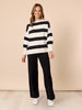 Betta Diamante Stripe Print Knit - Black/Ivory hammock & vine