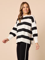 Betta Diamante Stripe Print Knit - Black/Ivory