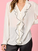 Tuxedo Ruffle Shirt - Ivory hammock & vine