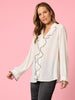 Tuxedo Ruffle Shirt - Ivory hammock & vine
