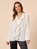 Tuxedo Ruffle Shirt - Ivory