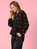 Allegra Sequin Spot Top - Black