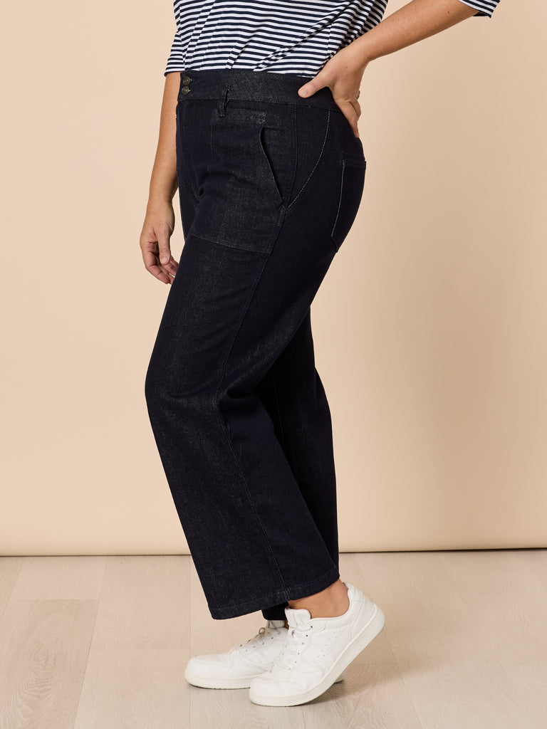 Hudson High Rise Wide Leg Jean - Dark Denim
