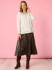 Florence Faux Leather Pleat Skirt - Espresso