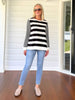 Brighton Stripe Top - Black Ivory
