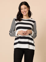Brighton Stripe Top - Black Ivory