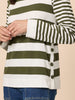 Brighton Stripe Print Top - Khaki Ivory