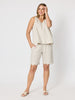 Shelley Scallop Hem Linen Short - Natural