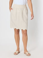 Shelley Scallop Hem Linen Skirt - Natural