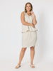 Shelley Scallop Hem Linen Skirt - Natural