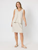 Shelley Scallop Hem Linen Skirt - Natural