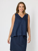 Tilly Linen Camisole - Navy