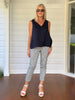 Oasis Print Slim Leg Pant - Navy/White
