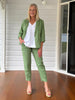 Danielle Cropped Linen Blazer - Fern
