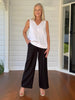 Luella Wide Leg Linen Pant - Black
