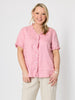 Audrey Linen Short Sleeve Top - Musk