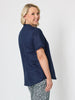 Audrey Linen Short Sleeve Top - Navy