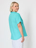 Audrey Linen Short Sleeve Ruffle Shirt - Seafoam