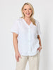Audrey Linen Short Sleeve Top - White