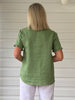 Audrey Linen Short Sleeve Ruffle Shirt - Fern