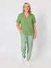 Audrey Linen Short Sleeve Top - Fern