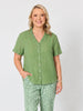 Audrey Linen Short Sleeve Top - Fern
