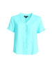 Audrey Linen Short Sleeve Ruffle Shirt - Seafoam