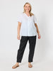 Sarah Linen Pleat Hem Pant - Black