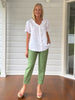 Audrey Linen Short Sleeve Ruffle Shirt - White