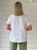 Audrey Linen Short Sleeve Ruffle Shirt - White