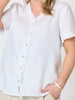 Audrey Linen Short Sleeve Top - White