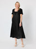 Le Marais Linen Midi Dress - Black